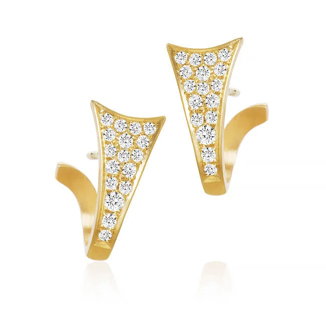 Women’s chunky earrings-Luna Loop 18K Gold Earrings w. Diamonds