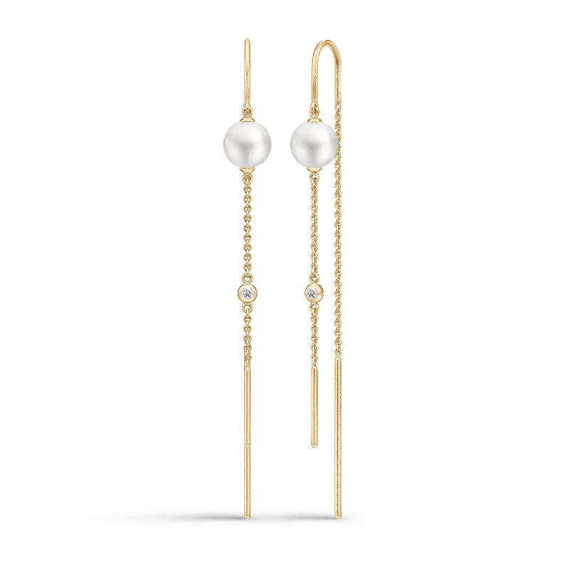 Women’s diamond heart earrings-Ariel Gold Plated Earrings w. Pearls