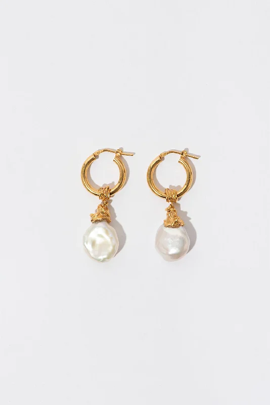 Women’s rose gold dangle earrings-The Everyday Gold Plated Earrings w. Pearls