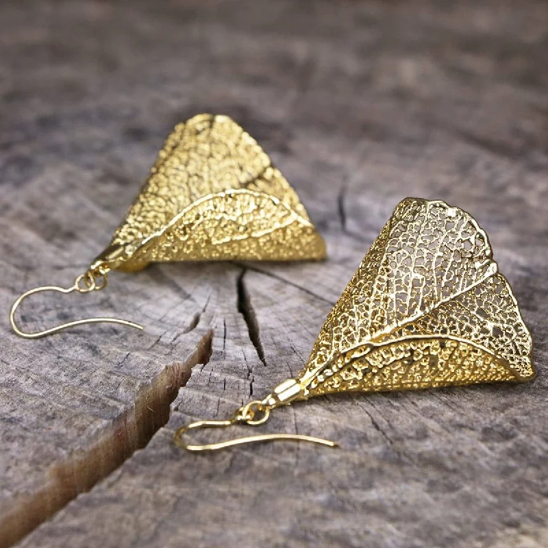 Women’s gold and diamond earrings-TEA Gold Plated Earrings