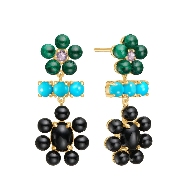 Women’s minimalist earrings-Mirage 18K Gold Plated Earrings w. Mixed Stones