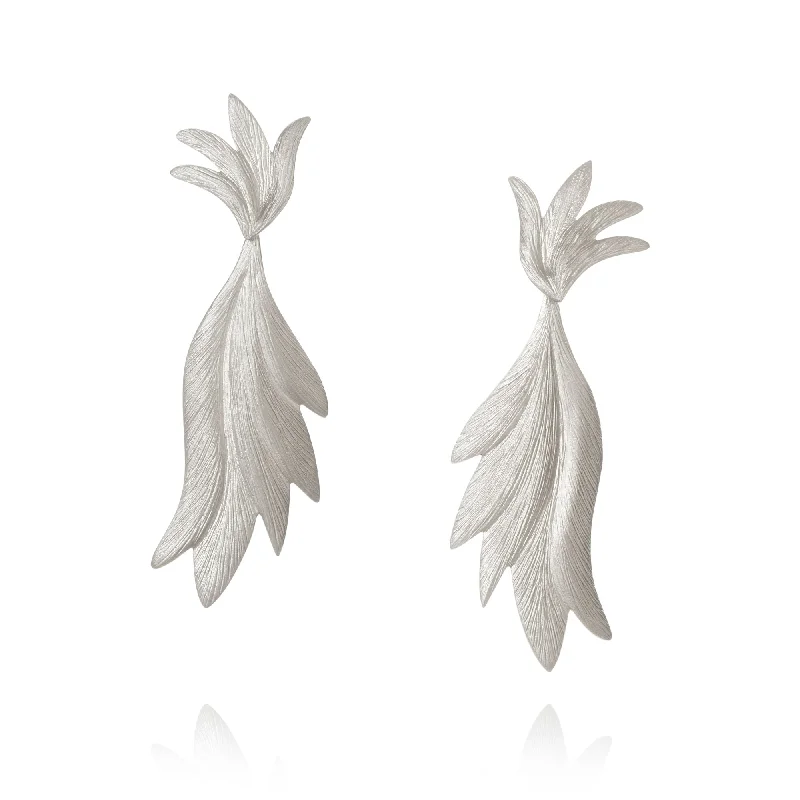 Women’s flower earrings-Aura Silver Earrings