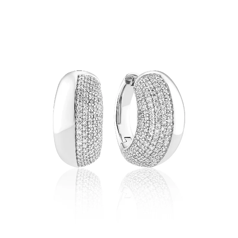 Women’s hoop and stud earrings-Fasano Piccolo Silver Earrings w. Zirconia