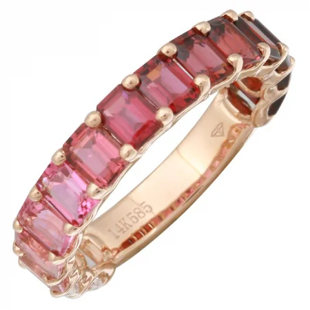 Women’s luxury hoop earrings-14k Gold Gemstone Red Ombre 3/4 Eternity Ring Petite Emerald Cut