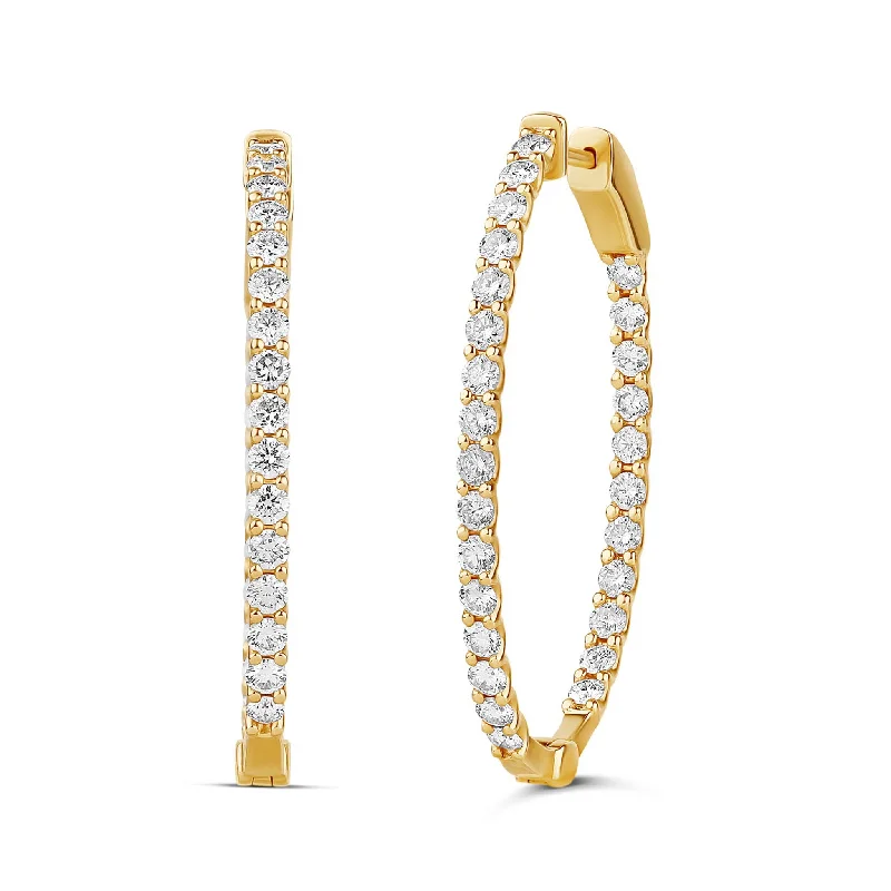 Women’s butterfly earrings-Diamond Elongated Imperial Hoops