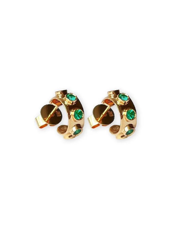 Women’s long earrings-Jabbar 18K Gold Earrings w. Emeralds