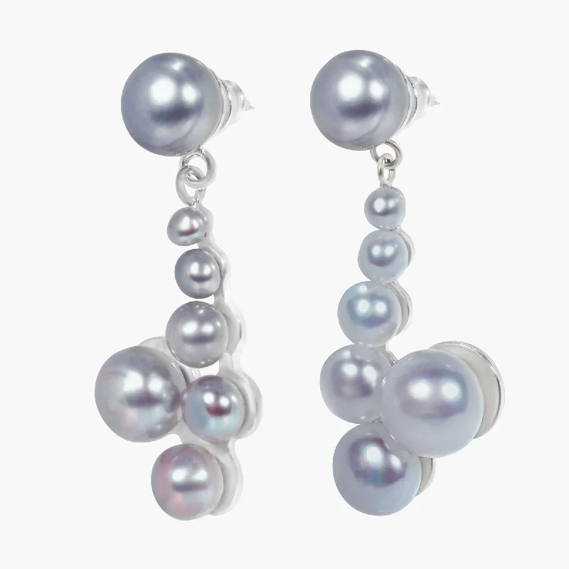 Women’s floral stud earrings-Adela 03 Earrings w. Pearls