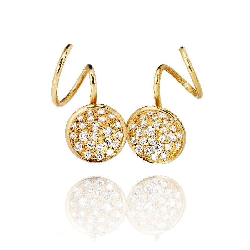 Women’s heart-shaped earrings-Diatom 18K Gold Earrings w. Diamonds