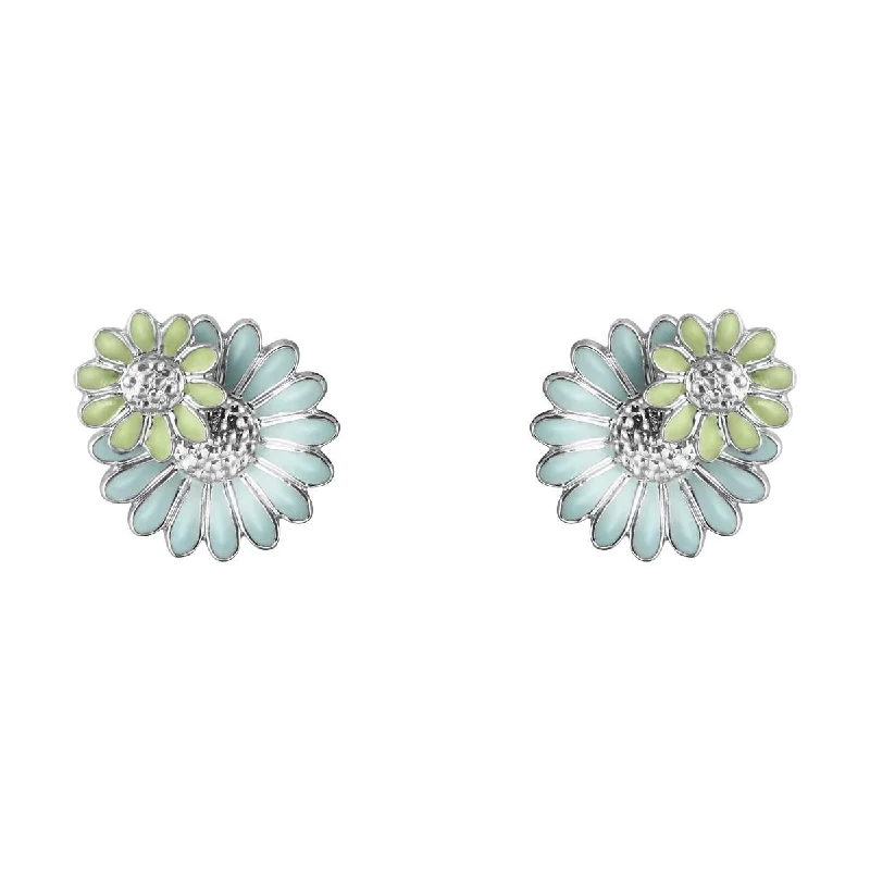 Women’s square earrings-Daisy x Stine Goya Silver, Blue & Green Earrings