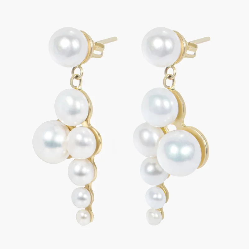 Women’s vintage pearl earrings-Leah 01 9K Gold Earrings w. Pearls