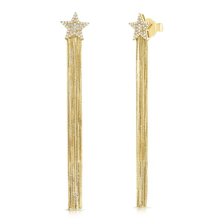 Women’s lightweight earrings-Statement Tassel Star Earrings