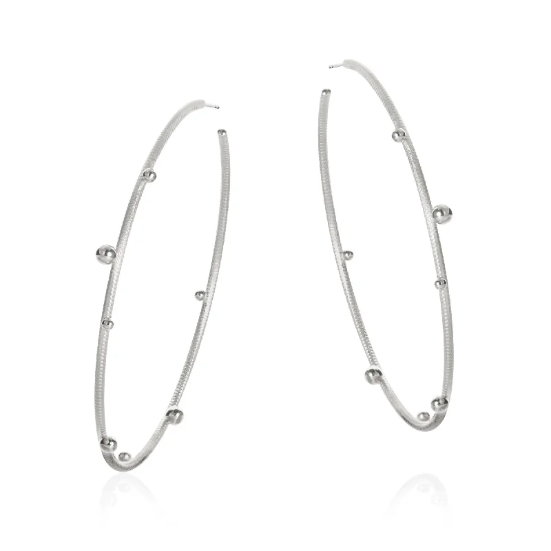 Women’s boho earrings-Mega Delphis Silver Earrings