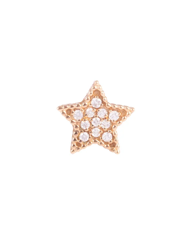 Women’s black diamond earrings-Star 18K Gold, Whitegold or Rosegold Earring w. 11 Diamonds