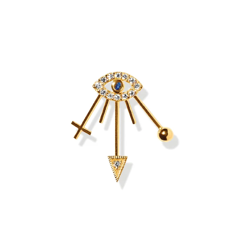 Women’s luxury earrings-Miss Eylie Gold Diamond Sapphire Earstud