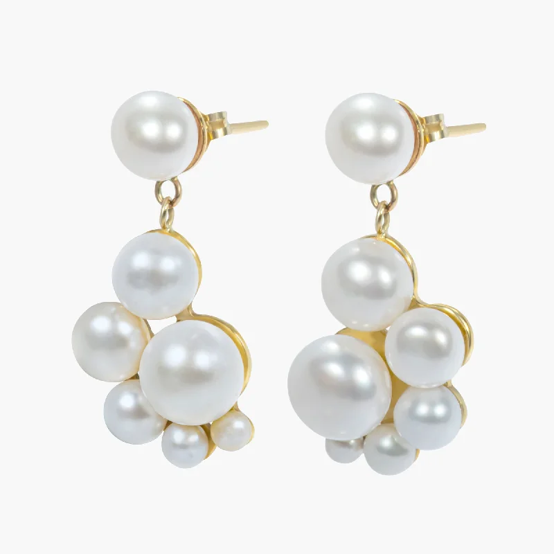 Women’s zirconia earrings-Shira 9K Gold Earrings w. Pearls