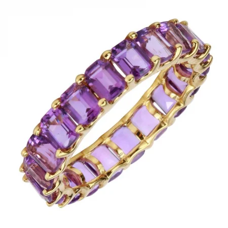 Women’s classic earrings-Petite Gold Amethyst Full Eternity Ring