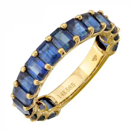 Women’s black earrings-14k Gold Blue Sapphire 3/4 Eternity Ring