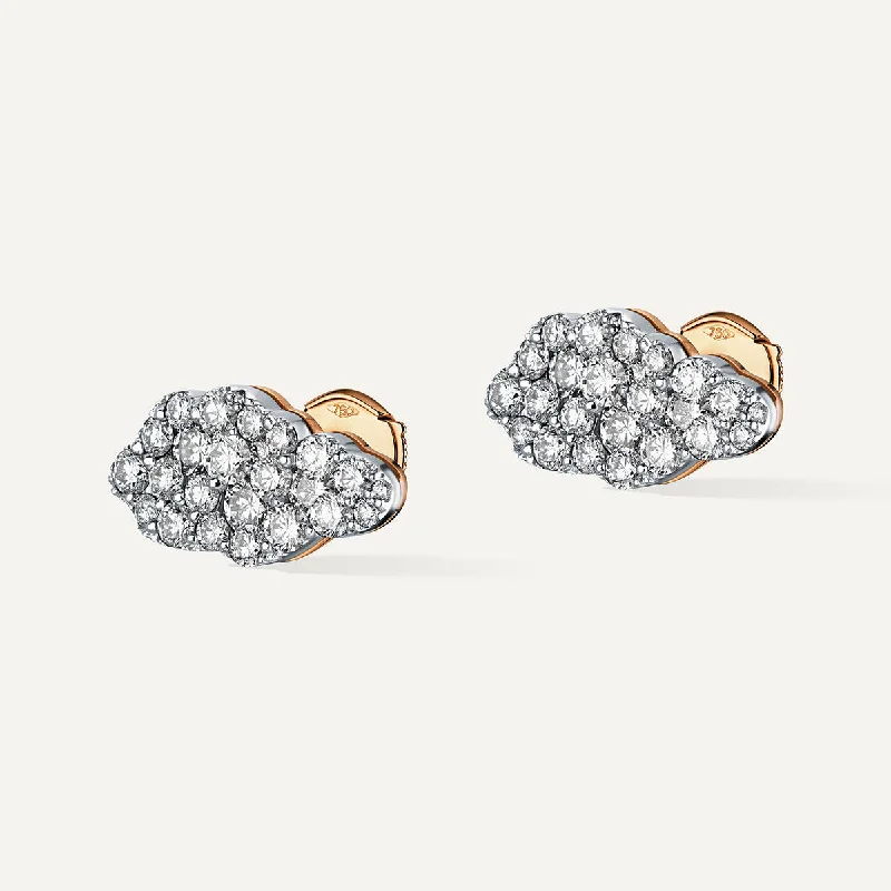 Women’s silver drop earrings-Allusia Love Clustered 18K Rosegold Earrings w. Diamonds