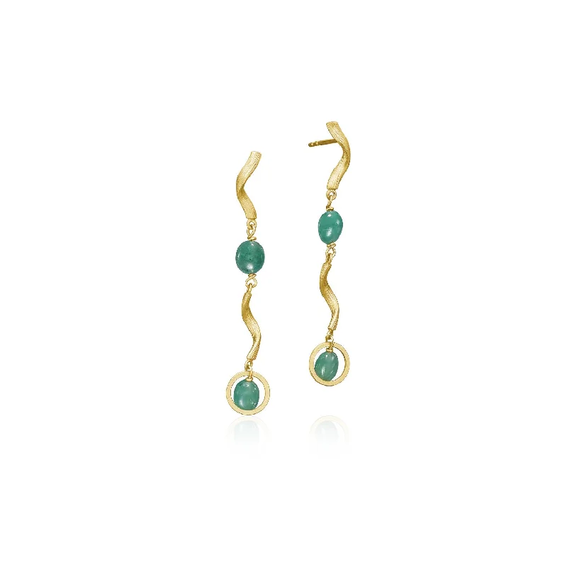 Women’s round earrings-Vega Emerald Short 18K Gold Earring