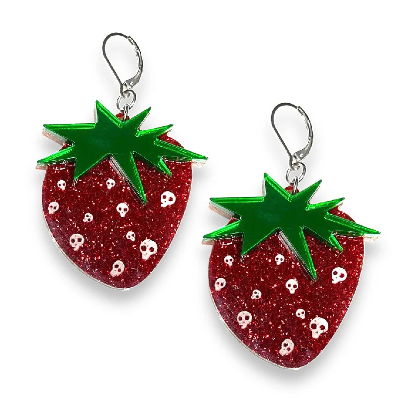 Women’s lightweight earrings-Emily The Strange® Skullberry Ear Hooks