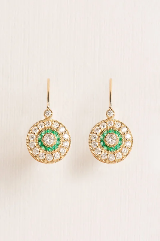 Women’s stud earrings-Leverback Emerald & Diamond Rosas 18K Gold Earrings