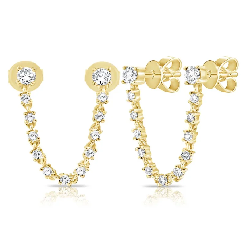 Women’s chunky gold earrings-Double Segment Drop Earrings