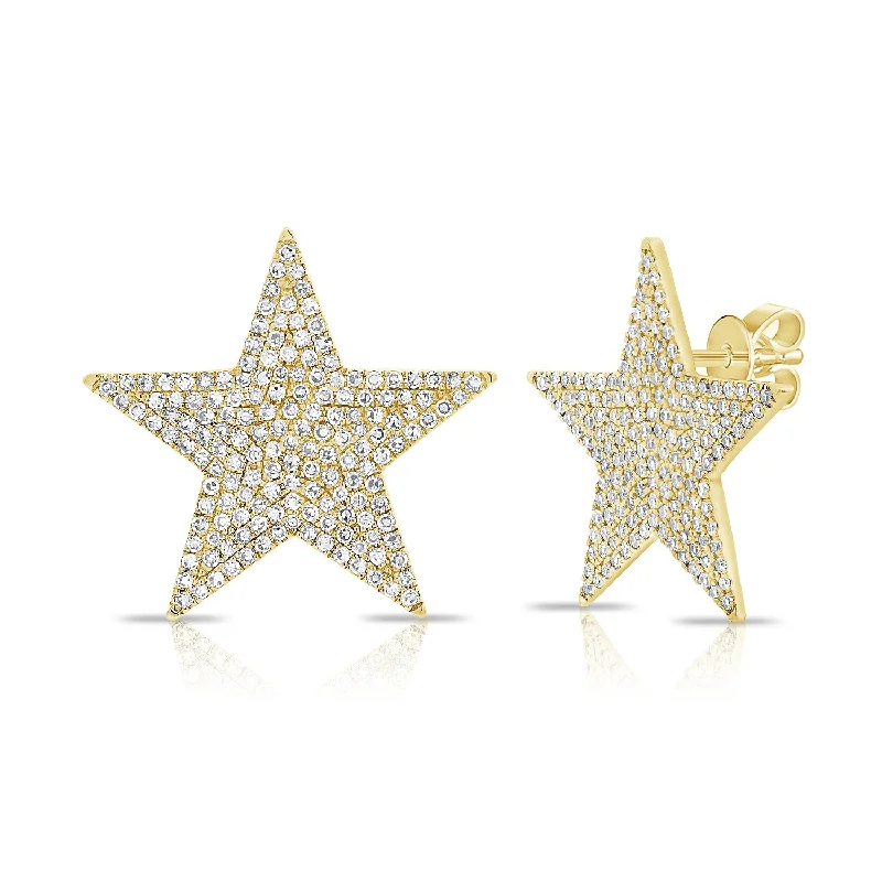 Women’s vintage-style earrings-Jumbo Diamond Star Stud Earrings