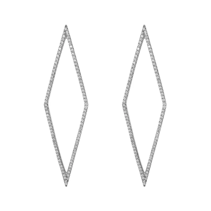 Women’s rainbow earrings-Rhomb Black Ruthenium on Silver Earrings w. Zirconia