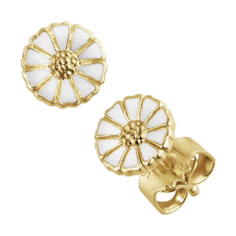 Women’s black diamond earrings-Daisy 7 mm. Gold Plated Earrings