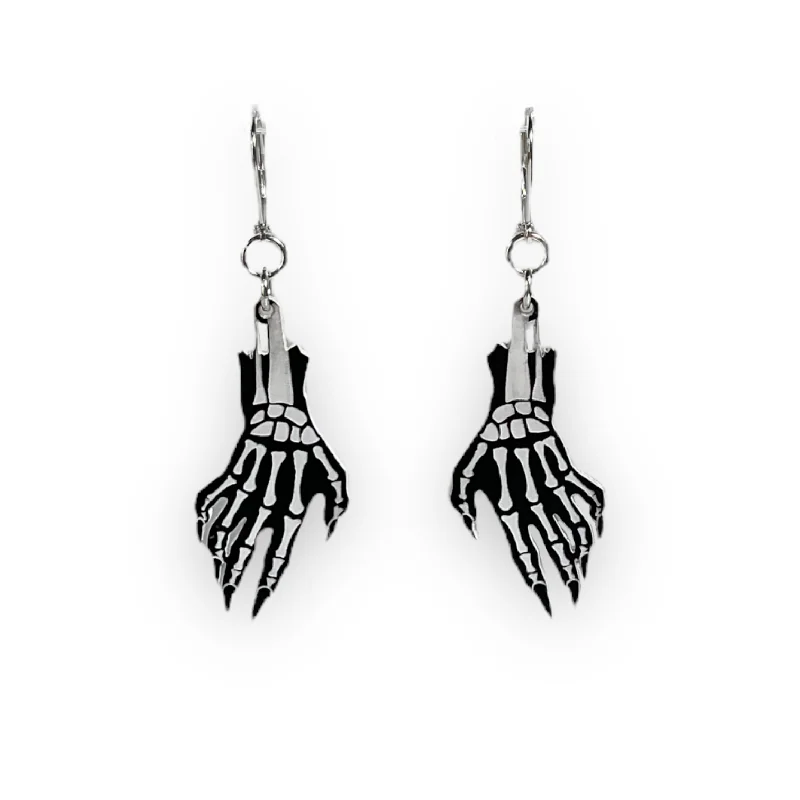 Women’s chunky earrings-Last Chance! You Glow, Ghoul! Skeleton Hand Dangly Earrings - Glow in the Dark