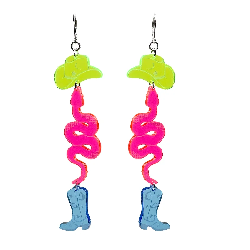 Women’s custom earrings-Neon Cowboy Earrings