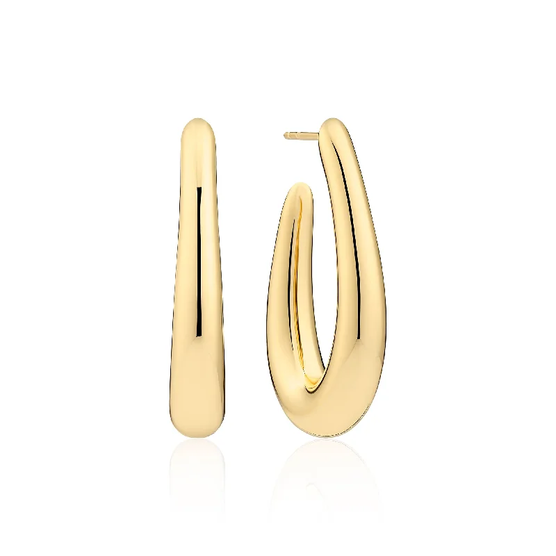 Women’s gold chandelier earrings-Goccia Pianura Grande Gold Plated Earrings