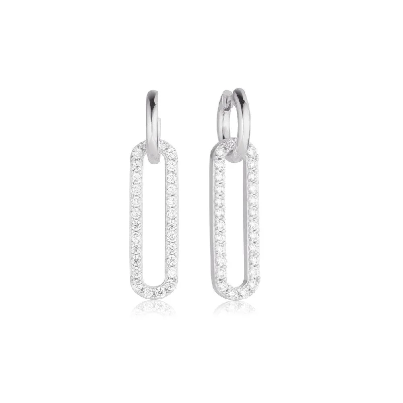 Women’s diamond stud earrings-Capizzi Lungo Silver Earrings w. Zirconia