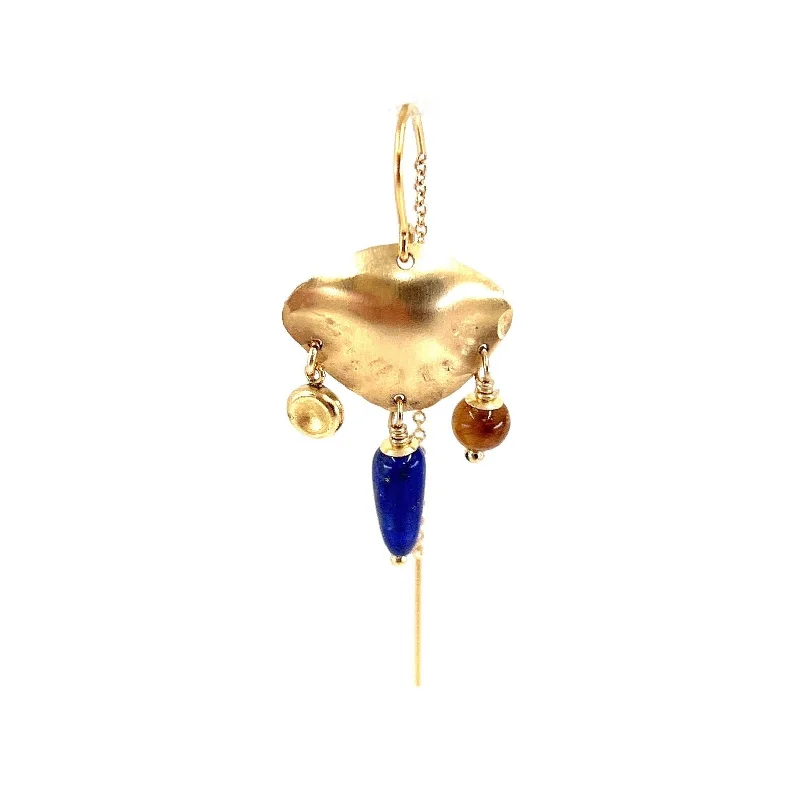 Women’s rainbow earrings-Greta 14K Goldfilled Earring w. Lapis & Tiger's Eye