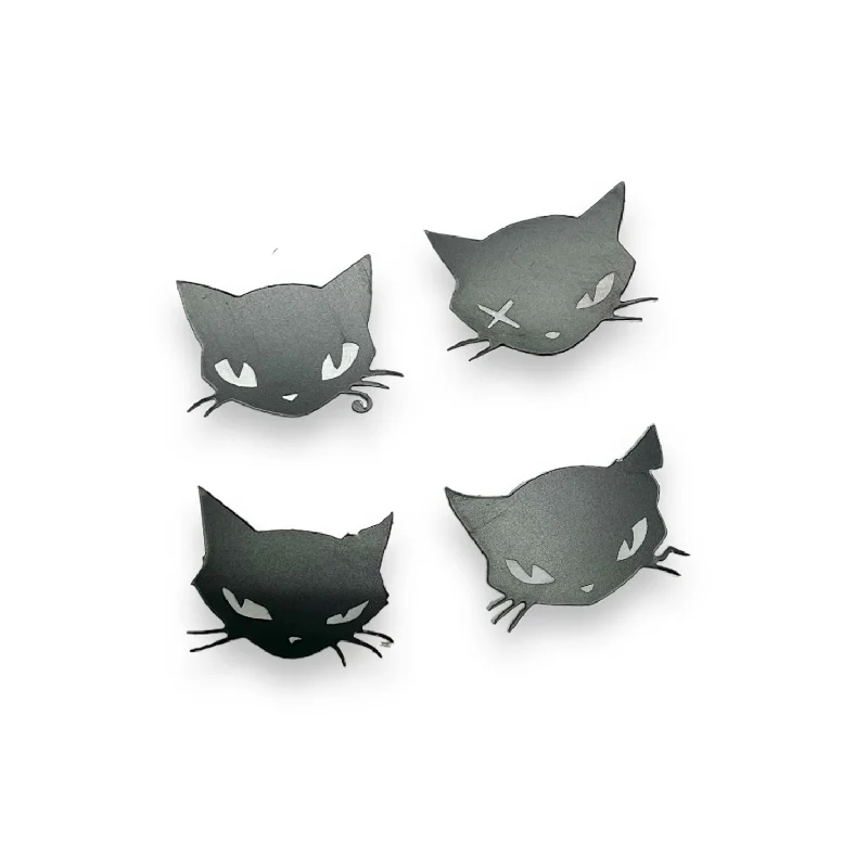 Women’s trendy stud earrings-Last Chance! Emily The Strange® Cat Posse set of 4 ear studs