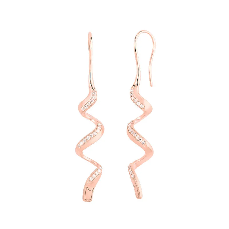 Women’s gold earrings-Jovian 18K Rosegold Ear Hangers w. Diamonds