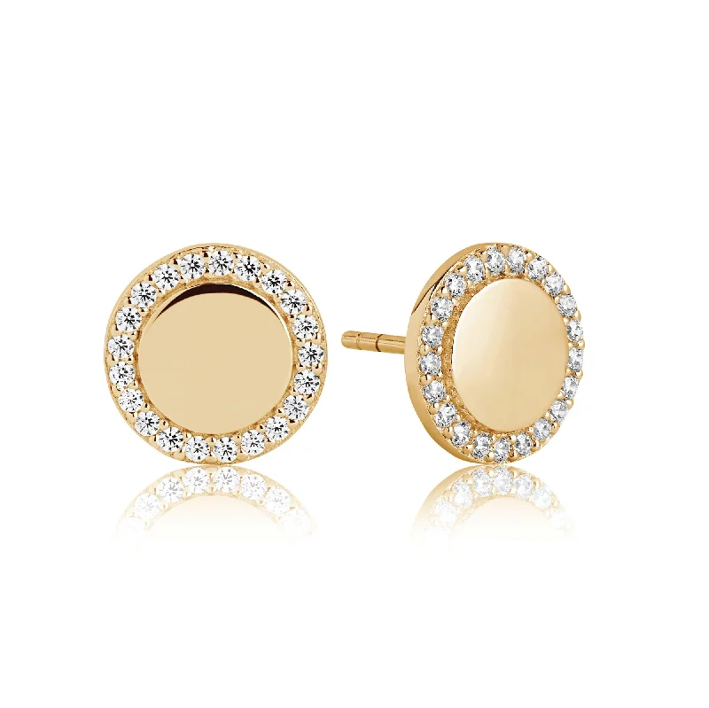 Women’s moonstone earrings-Follina Gold Plated Earrings w. White Zirconias