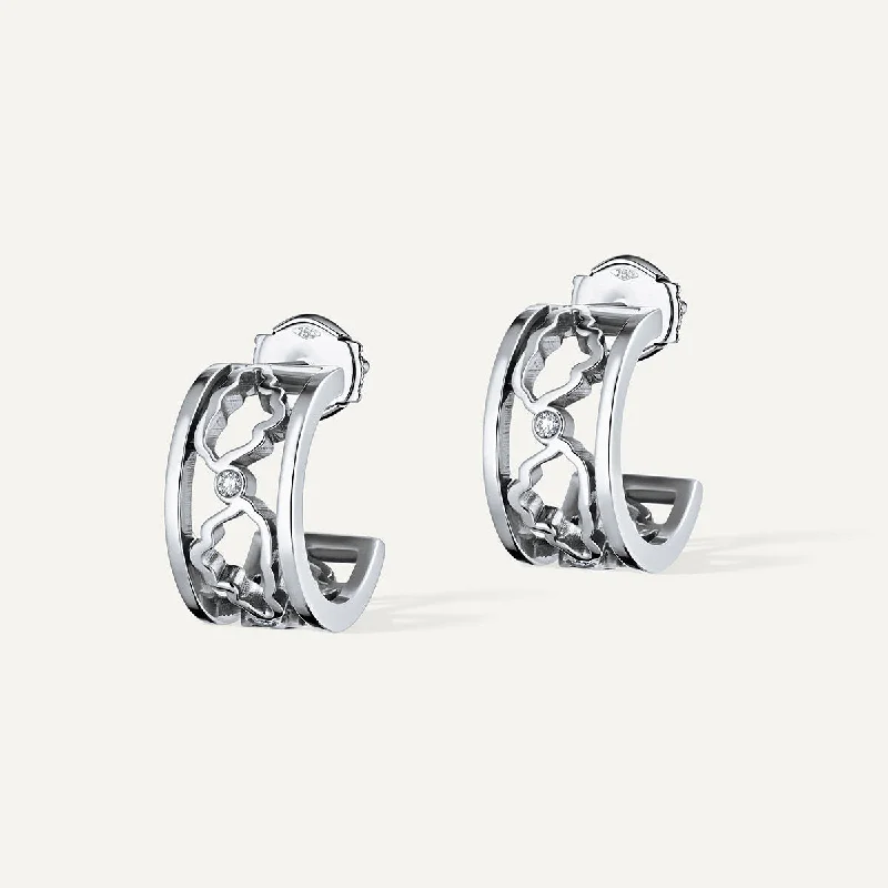 Women’s silver hoop earrings-Allusia Love 18K Whitegold Earrings w. Diamonds