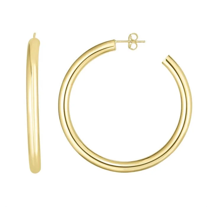 Women’s gold and diamond earrings-50mm Tube Hoop Earrings