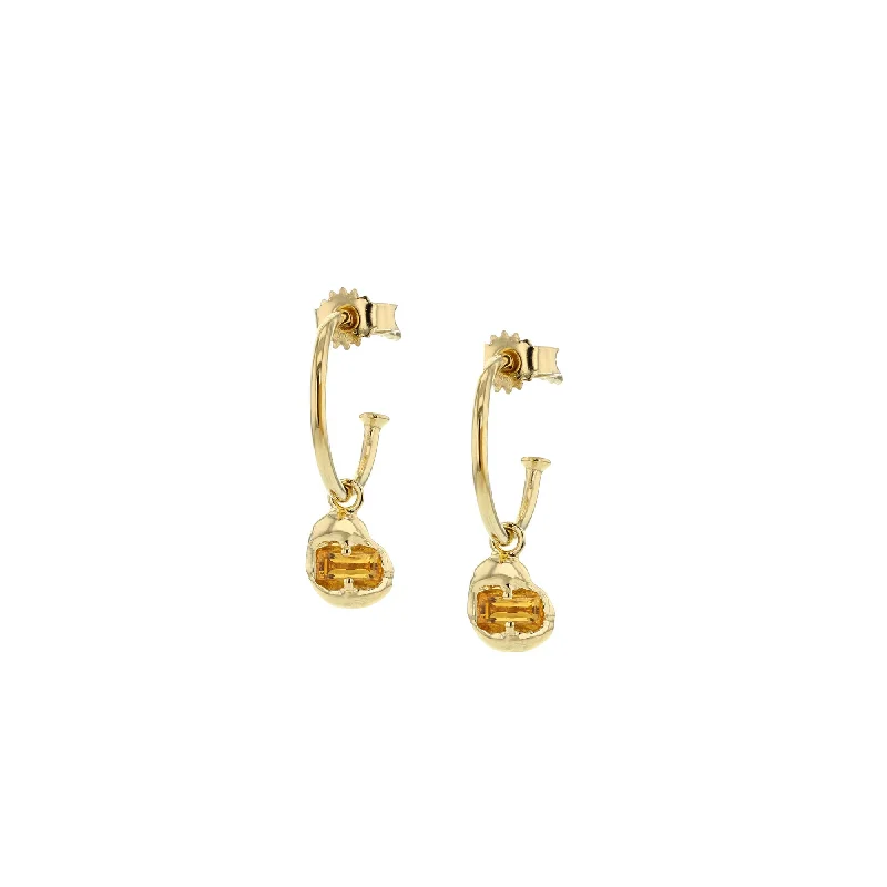 Women’s custom earrings-Joined Gold Plated Earrings w. Yellow Zirconias