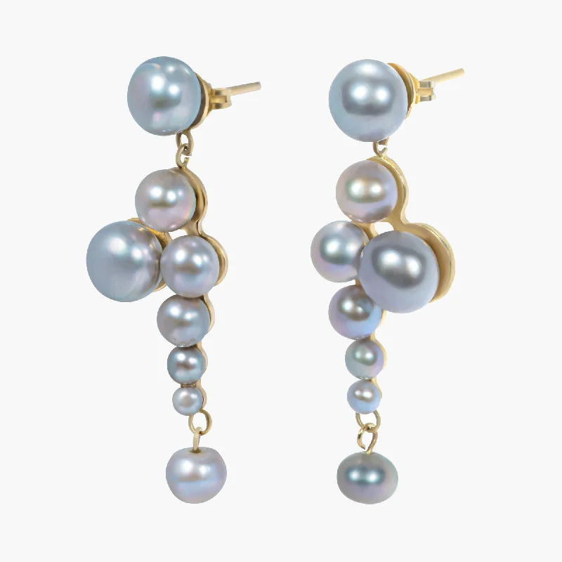 Women’s infinity earrings-Leah 02 9K Gold Earrings w. Pearls