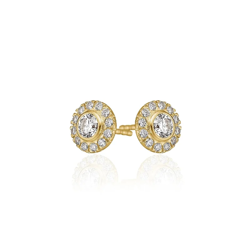 Women’s zirconia earrings-Harmony Medium 18K Gold Earrings w. Diamonds