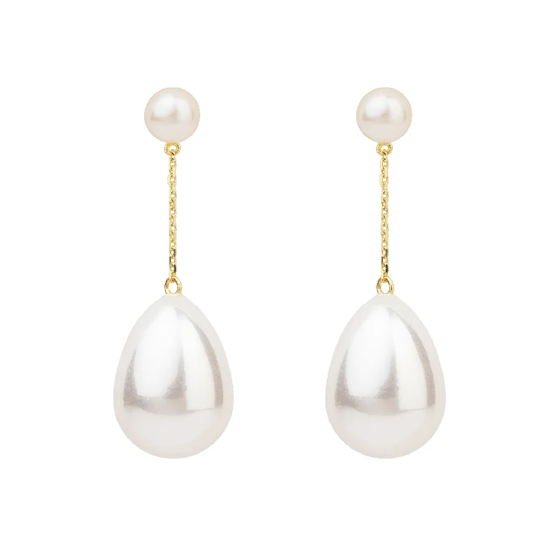 Women’s rainbow earrings-White Mini Pearl Drop Gold Plated Earrings