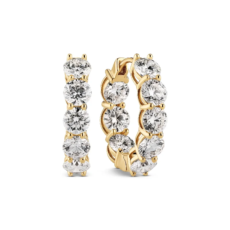 Women’s minimalist diamond earrings-Ariccia 14K Gold Hoops w. Lab-Grown Diamonds