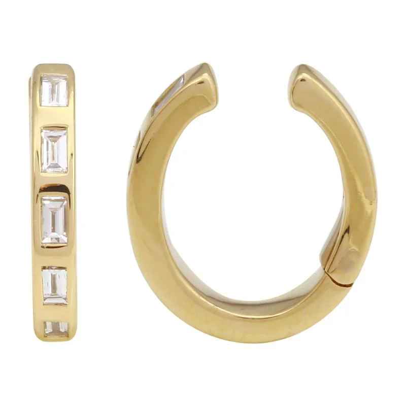 Women’s diamond earrings-Baguette Diamond Ear Cuff