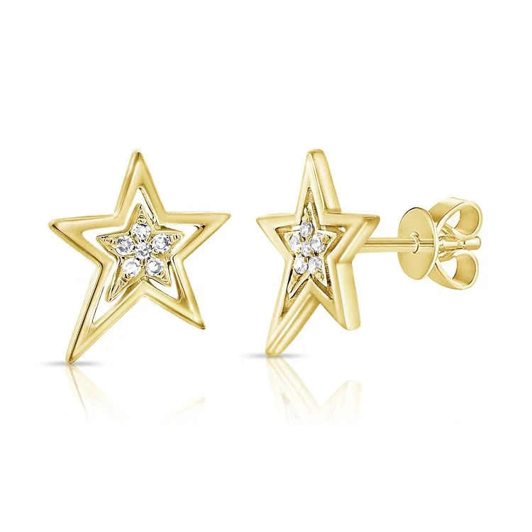 Women’s rainbow earrings-Diamond Star Studs