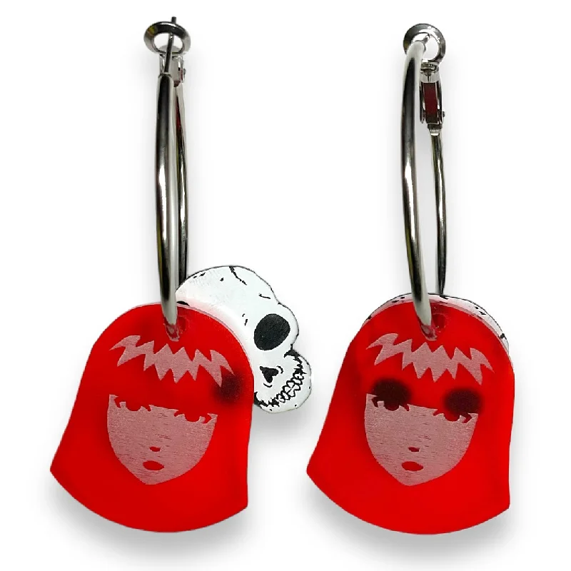 Women’s designer earrings-Emily The Strange® X-Ray Emily Skull Hoops