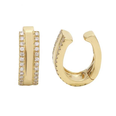 Women’s gold hoop earrings-Diamond Two Line Pave Ear Cuff