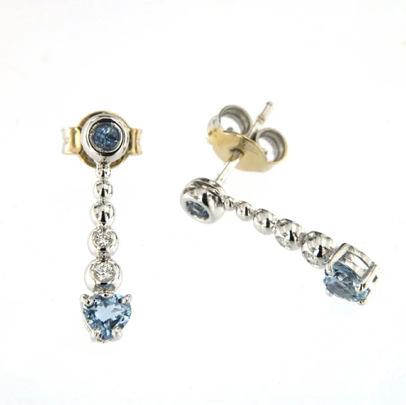 Women’s vintage pearl earrings-Bubble 18K White Gold Earrings w. Diamonds & Blue Sapphire