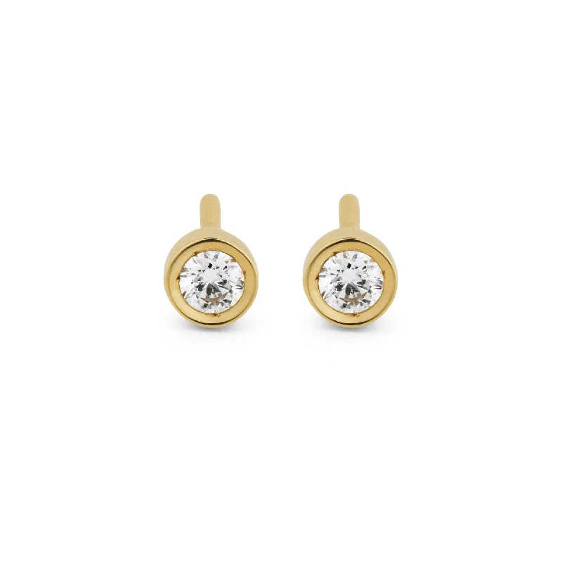 Women’s gold gemstone earrings-Flash 18K Gold Earrings w. Diamonds